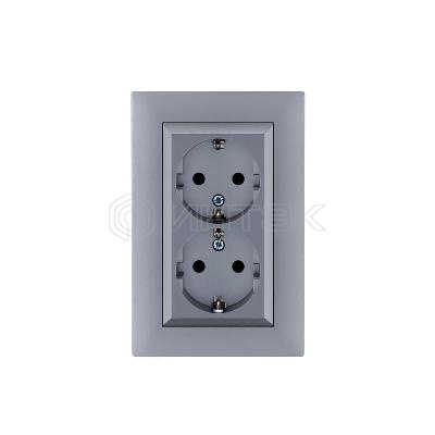 Розетка 2-я Karea RIZZ STAR с заземл. сер. Makel 88065082 изображение, фото
