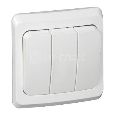 Выключатель 3-кл. СП Этюд 10А IP20 бел.  Systeme Electric BC10-003B изображение, фото