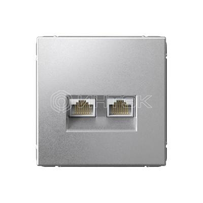Розетка двойная компьютерная ArtGallery RJ45+RJ45 кат. 6A механизм алюм. Systeme Electric GAL000388 изображение, фото