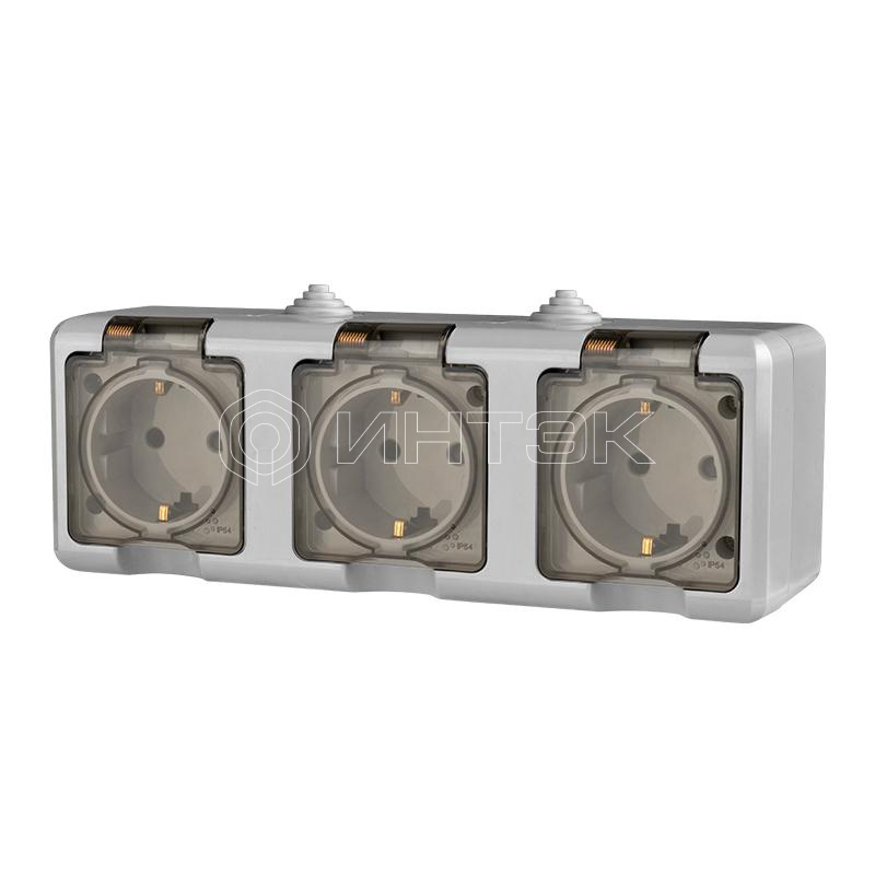 Розетка 3-м ОП Dita 16А IP54 250В с заземл. с прозр. крышкой сер.TOKOV ELECTRIC TKL-DT-R3Z-C06T-IP54 изображение, фото