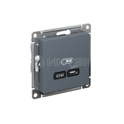 Розетка USB AtlasDesign тип C 65Вт QC PD высокоскор. ЗУ механизм грифель Systeme Electric ATN000727 изображение, фото