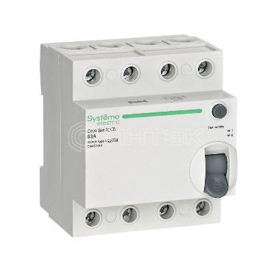 Выключатель дифференциального тока City9 Set 4п 63А 300мА A-S 400В Systeme Electric C9R87463