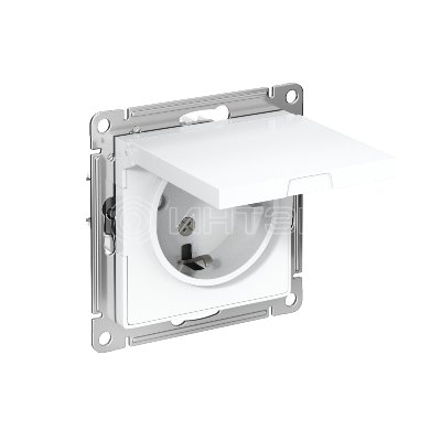 Розетка 1-м СП AtlasDesign 16А IP20 с заземл. защ. шторки с крышкой механизм бел.  Systeme Electric ATN000146 изображение, фото