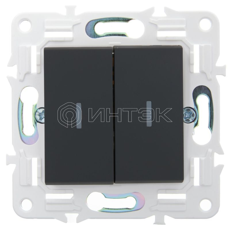 Выключатель проходной 2-кл. SKANDY 10А SK-V10G с индикацией графит IEK SK-V22-1-10-K53 изображение, фото