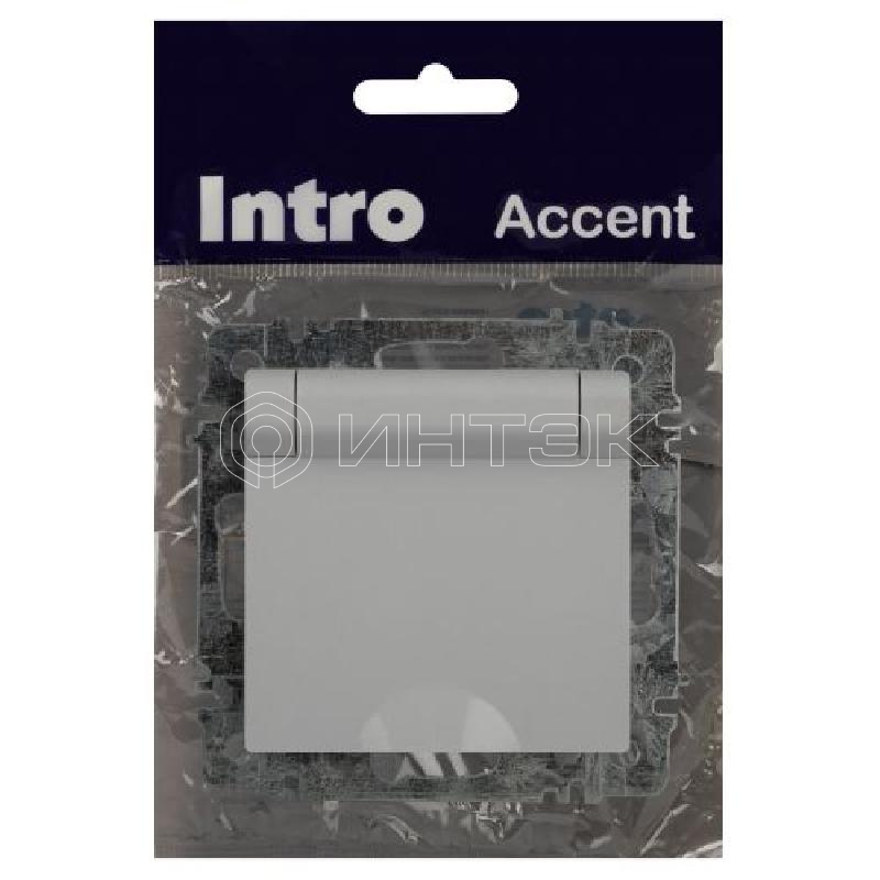 Розетка 1-м СП Accent 6-203-01 16А IP20 250В 2P+E Schuko с крышкой AL/CU бел. Intro Б0063709 изображение, фото