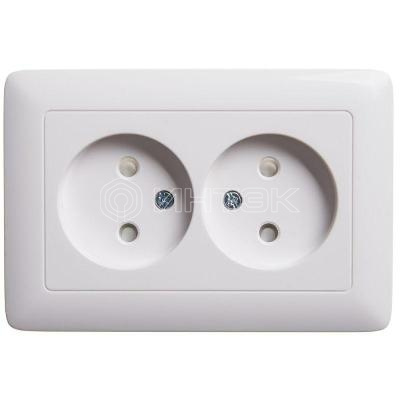 Розетка 2-м СП Хит 16А IP20 без заземл. защ. шторки бел. Systeme Electric RS16-230-B изображение, фото