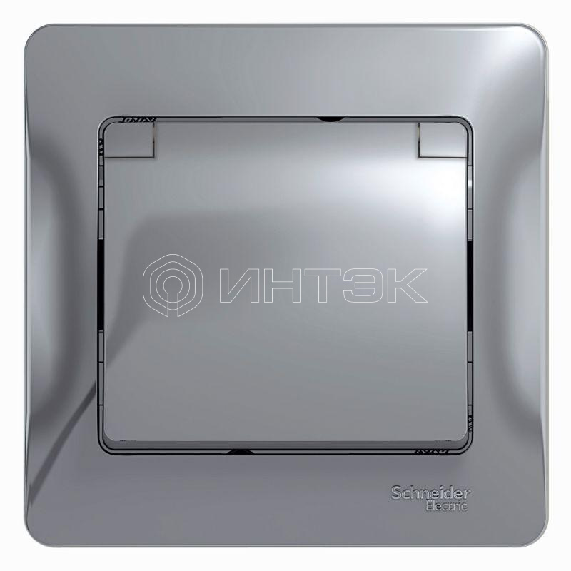 Розетка 1-м СП Glossa 16А IP20 с заземл. защ. шторки с крышкой в сборе алюм. Systeme Electric GSL000346 изображение, фото