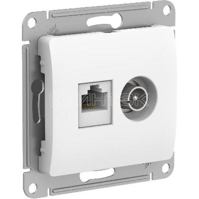 Розетка компьютерная + телевизионная 2-м Glossa RJ45 кат.5E + TV механизм бел.  Systeme Electric GSL000189 изображение, фото