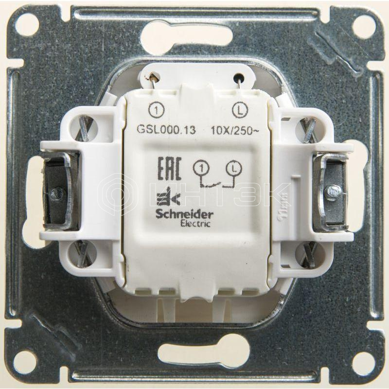 Выключатель 1-кл. СП Glossa 10А IP20 (сх. 1а) 10AX с подсветкой механизм перламутр.  Systeme Electric GSL000613 изображение, фото
