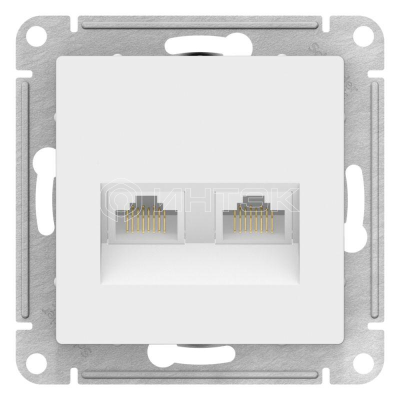 Розетка компьютерная 2-м AtlasDesign RJ45+RJ45 кат.5E механизм лотос Systeme Electric ATN001385 изображение, фото