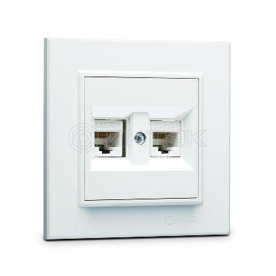 Розетка компьютерная двойн. СП Karea 16А IP20 CAT 5 бел. Makel 56001036 изображение, фото