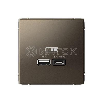 Розетка USB ArtGallery тип A+C 45Вт QC PD высокоскор. ЗУ механизм мокко Systeme Electric GAL000629 изображение, фото