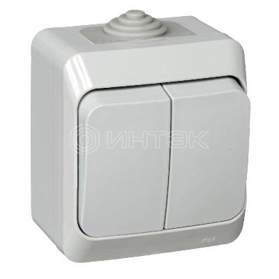 Выключатель 2-кл. ОП Этюд 10А IP44 10AX сер.  Systeme Electric BA10-042C изображение, фото