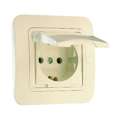 Розетка 1-м СП Lillium 16А IP20 без заземл. крем. Makel 70229 изображение, фото