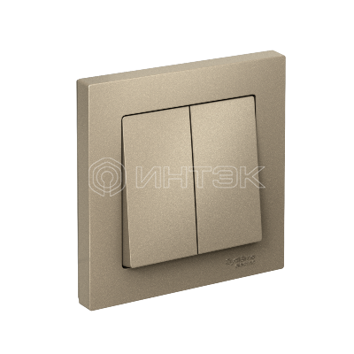 Выключатель 2-кл. СП AtlasDesign 10А IP20 (сх. 5) 10AX в сборе шампань  Systeme Electric ATN000552 изображение, фото