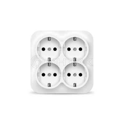 Розетка 4-м ОП 16А IP20 с заземл. бел. квадрат IONICH 1449 изображение, фото