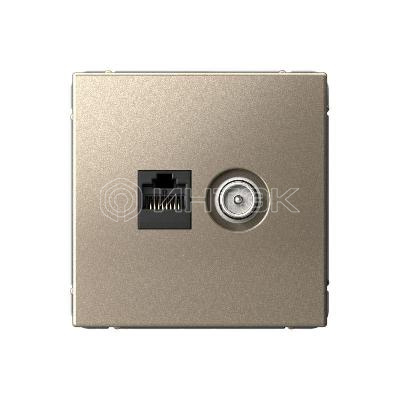 Розетка компьютерная + телевизионная 2-м СП ArtGallery RJ45 кат.5E + TV механизм шампань Systeme Electric GAL000589 изображение, фото