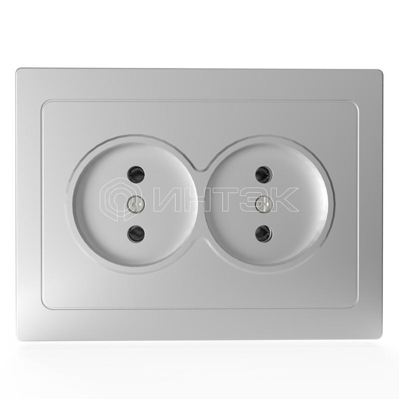 Розетка 2-м СП Pixel 16А IP20 без заземл. в сборе алюм. TOKOV ELECTRIC TKE-PX-R2F-C03 изображение, фото