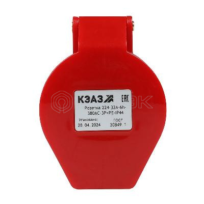 Розетка кабельная 224 32А 380AC 3P+PE 6ч IP44 КЭАЗ 222752 изображение, фото