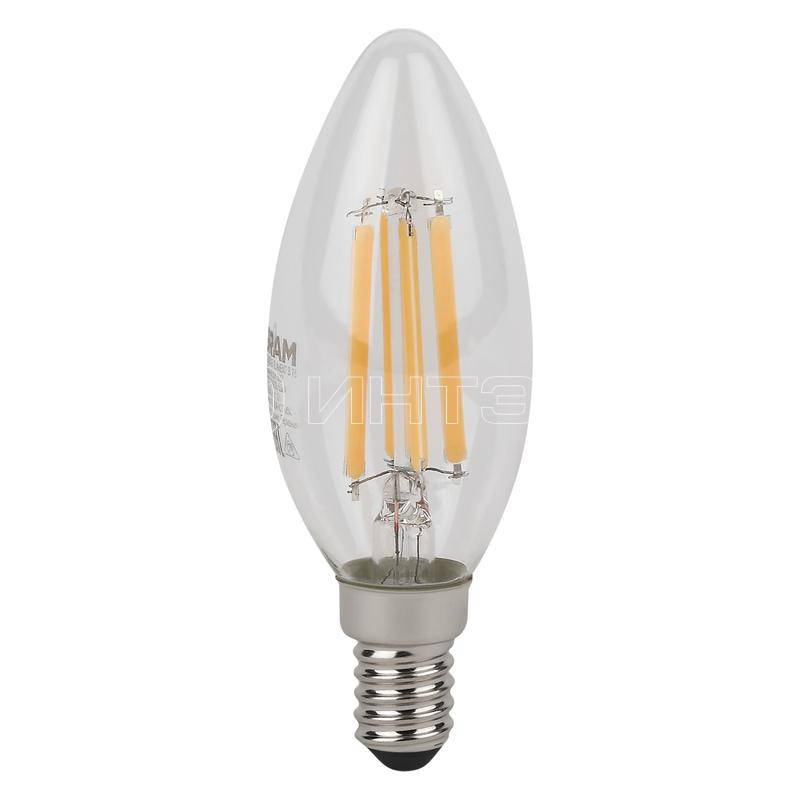 Лампа светодиодная филаментная LSCLB75 6W/840 230VFILCL 6Вт 4000К нейтр. бел. E14 806лм B угол пучка 300град. 220-240В (замена 75Вт) прозр. стекло OSRAM 4058075684843 изображение, фото