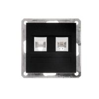 Розетка компьютерная + телефонная 2-м СП W59 RJ45 + RJ11 кат.5E 1А механизм черн. бархат Systeme Electric RSI-251TK5E-6-86 изображение, фото
