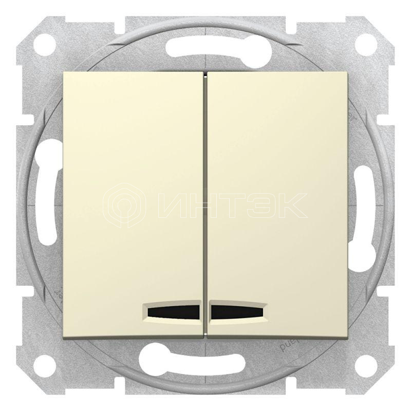 Выключатель 2-кл. СП Sedna 10А IP20 (сх. 5а) 250В с син. подсветкой механизм беж. Schneider Electric SDN0300347 изображение, фото