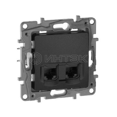 Розетка компьютерная 2-м СП Etika RJ45 кат.5E UTP механизм антрацит IEK 672655 изображение, фото