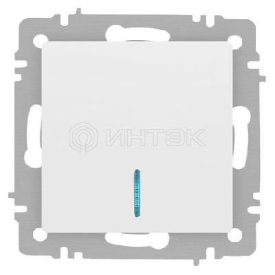Выключатель 1-кл. СП Accent 6-102-01М 10А IP20 250В с подсветкой AL/CU бел. матов. Intro Б0063466 изображение, фото