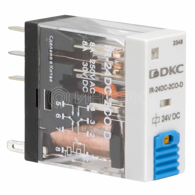 Реле одиночное 24В DC 2 прекидн. контакта DKC IR-24DC-2CO-D изображение, фото