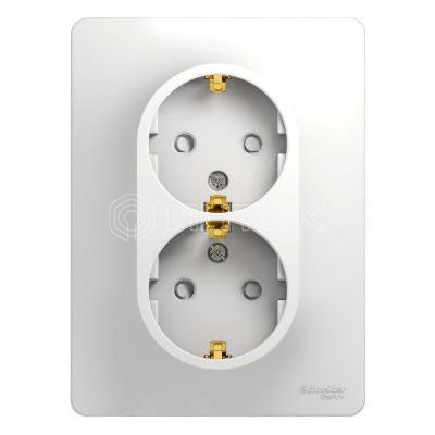 Розетка 2-м СП Glossa 16А IP20 с заземл. защ. шторки в сборе бел.  Systeme Electric GSL000126 изображение, фото