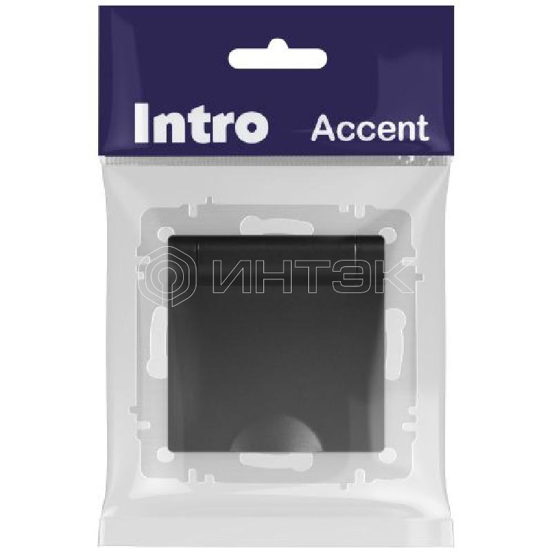 Розетка 1-м СП Accent 6-203-05 16А IP20 250В 2P+E Schuko с крышкой антрацит Intro Б0063747 изображение, фото