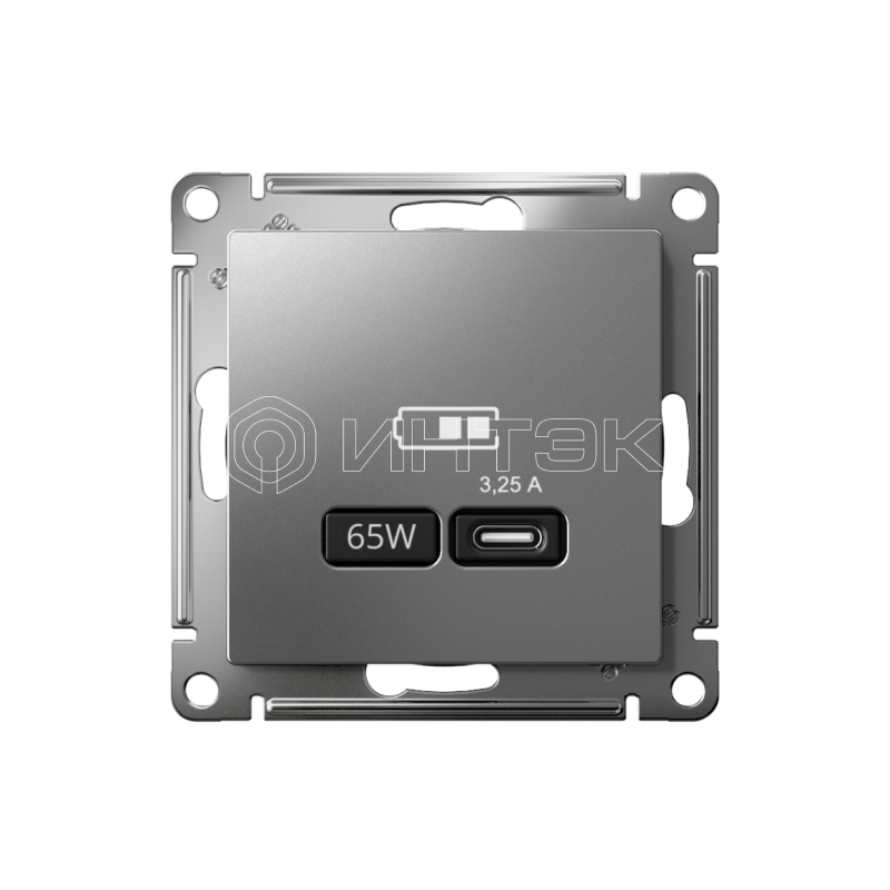 Розетка USB AtlasDesign тип C 65Вт QC PD высокоскор. ЗУ механизм сталь Systeme Electric ATN000927 изображение, фото