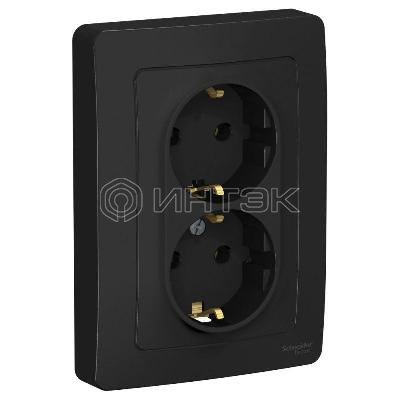 Розетка 2-м СП Blanca 16А IP20 250В с заземл. без защ. шторок антрацит  Systeme Electric BLNRS001026 изображение, фото
