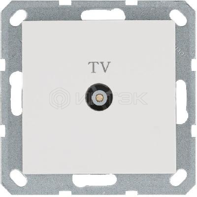 Розетка телевизионная проходная TV Ф9.5мм механизм бел. глянцевый Jasmart G6002W изображение, фото