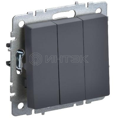 Выключатель 3-кл. СП BRITE ВС10-3-0-БрГ 10А механизм графит IEK BR-V30-0-10-K53 изображение, фото