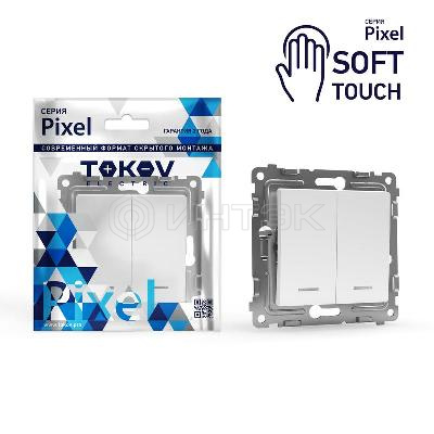 Выключатель 2-кл. СП Pixel 10А IP20 с индикатором механизм айс TOKOV ELECTRIC TKE-PX-V2I-C34 изображение, фото