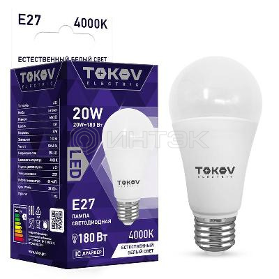 Лампа светодиодная 20Вт А60 4000К Е27 176-264В TOKOV ELECTRIC TKE-A60-E27-20-4K изображение, фото