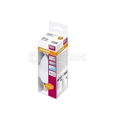 Лампа светодиодная LED Star Classic B 60 6.5W/840 6.5Вт свеча матовая 4000К нейтр. бел. E14 550лм 220-240В пластик. OSRAM 4058075134140 изображение, фото