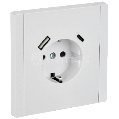 Розетка FORTE&PIANO FP247 16А USB A+C 18Вт с заземл. защ. шторки винт. крепл. бел. IEK FP-R14-16-U22-018-K01 изображение, фото