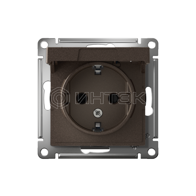 Розетка 1-м СП AtlasDesign 16А IP20 с заземл. защ. шторки с крышкой механизм мокко  Systeme Electric ATN000646 изображение, фото