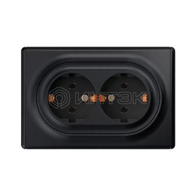Розетка 2-м СП Florence 16А IP20 с заземл. винт. клеммы черн. 1E10401303 OneKeyElectro 2172813 изображение, фото
