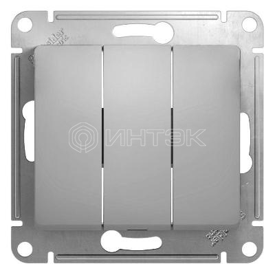 Выключатель 3-кл. СП Glossa 10А IP20 (сх. 1+1+1) 10AX механизм алюм.  Systeme Electric GSL000331 изображение, фото