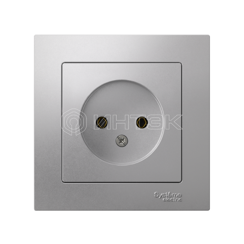 Розетка 1-м СП AtlasDesign 16А IP20 без заземл. в сборе алюм. Systeme Electric ATN000340 изображение, фото