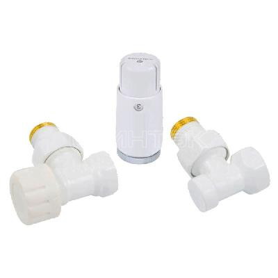 Комплект подключения угловой STANDARD MINI 1/2quot; (белый) с термоголовкой MINI DIAMANT М30х1,5 изображение, фото