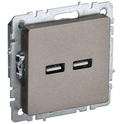 Розетка BRITE USB A+A 3.1А РЮ10-1-БрШ механизм шампань IEK BR-U21-D31-K37 изображение, фото