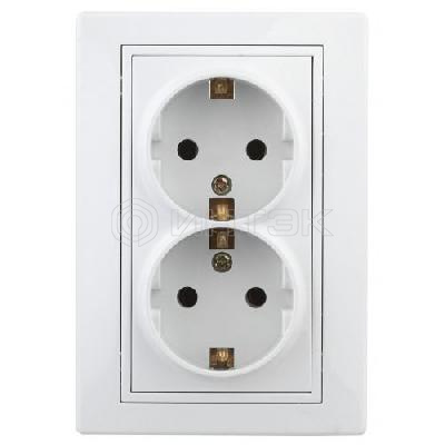 Розетка 2-м СП Plano 1-208-01 16А IP20 250В 2х2P+E Schuko защ. шторки бел. Intro Б0053933 изображение, фото