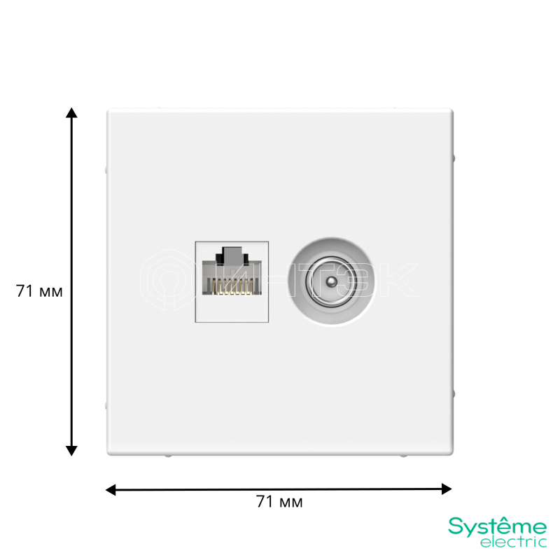 Розетка компьютерная + телевизионная 2-м СП ArtGallery RJ45 кат.5E + TV механизм бел.  Systeme Electric GAL000189 изображение, фото