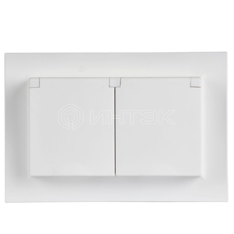 Розетка 2-м СП BRITE РСбш12-3-44-БрАБ 16А IP44 в сборе с крышкой арктич. бел. IEK BR-R26-16-44-K91-F изображение, фото