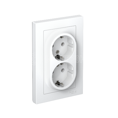 Розетка 2-м СП AtlasDesign 16А IP20 с заземл. в сборе бел.  Systeme Electric ATN000124 изображение, фото