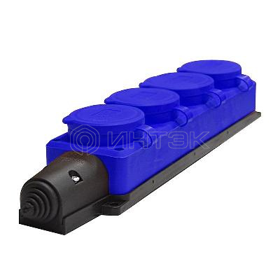 Колодка удлинителя 4-м Компакт 1ф с загл IP44 16А каучук син. UNIVersal 3045 изображение, фото